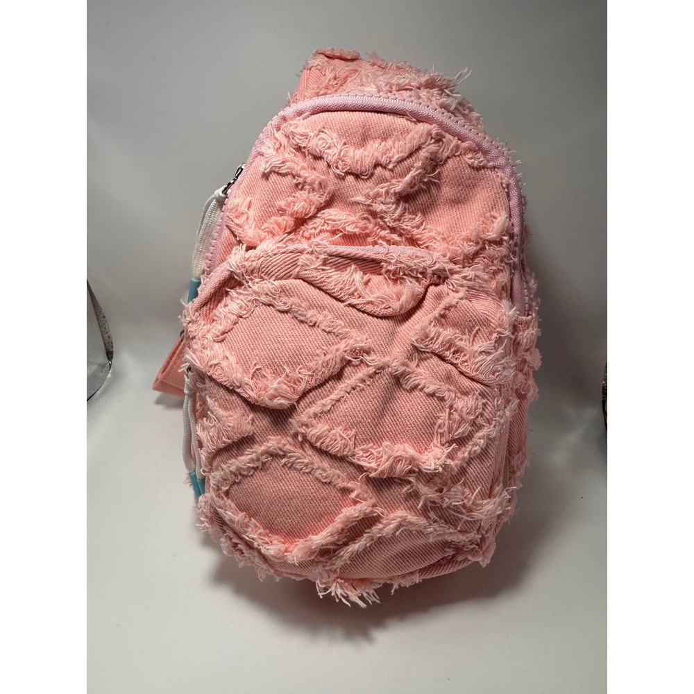 Wildfox Pink Denim Frayed Diamond Quilted Sling Backpack Bag New